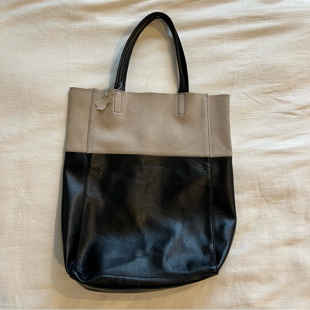 Leather & suede tote
